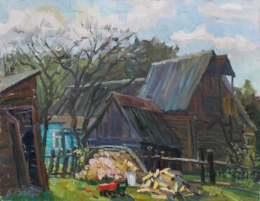 Картина под названием "In village" - Juliya Zhukova, Подлинное произведение искусства, Масло