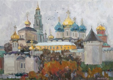 Pittura intitolato "Trinity-St. Sergius…" da Juliya Zhukova, Opera d'arte originale, Olio