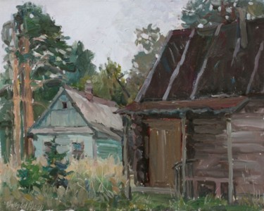 Painting titled "Old Russian bath" by Juliya Zhukova, Original Artwork, Oil