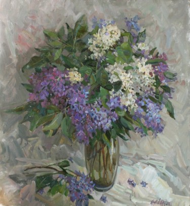 Pintura intitulada "Lilac" por Juliya Zhukova, Obras de arte originais, Óleo