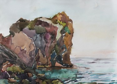 Painting titled "Marine cliffs" by Juliya Zhukova, Original Artwork, Oil