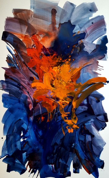 Painting titled "Fleurs de vie" by Yan Zhu, Original Artwork, Acrylic