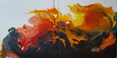 Peinture intitulée "Les feux de la vie" par Yan Zhu, Œuvre d'art originale, Acrylique