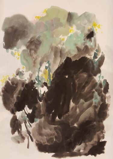 Malarstwo zatytułowany „Paysage abstrait N°2” autorstwa Yan Zhu, Oryginalna praca, Atrament