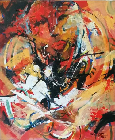 Painting titled "le baiser" by Yan Zhu, Original Artwork, Acrylic