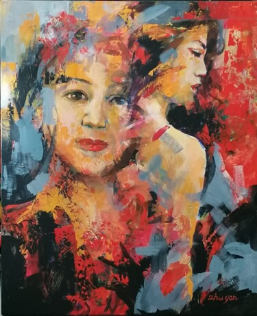 Peinture intitulée "Mariée" par Yan Zhu, Œuvre d'art originale, Acrylique