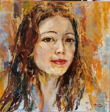 Painting titled "Smile" by Yan Zhu, Original Artwork, Oil
