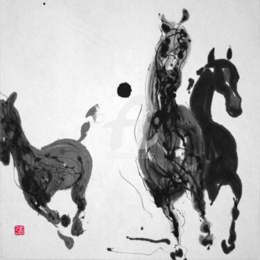 Peinture intitulée "Pn2" par Hongyu Zhang, Œuvre d'art originale, Encre