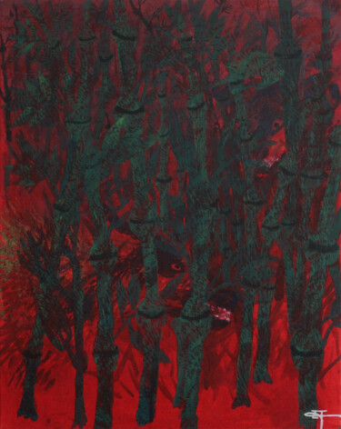 Painting titled "The Red Hour" by Ziad Dib Jreige, Original Artwork, Acrylic