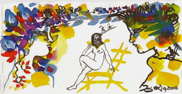 Malerei mit dem Titel "Sin titulo A" von Ziada Del Rio, Original-Kunstwerk, Aquarell