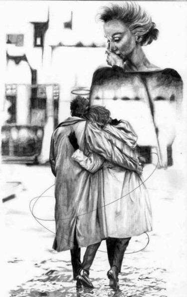 Dessin intitulée "Тогда, когда он был…" par Евгений Зиберт, Œuvre d'art originale, Crayon Monté sur Carton