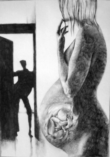 Dibujo titulada "Ждём..." por Evgenii Zibert, Obra de arte original, Lápiz Montado en Cartulina