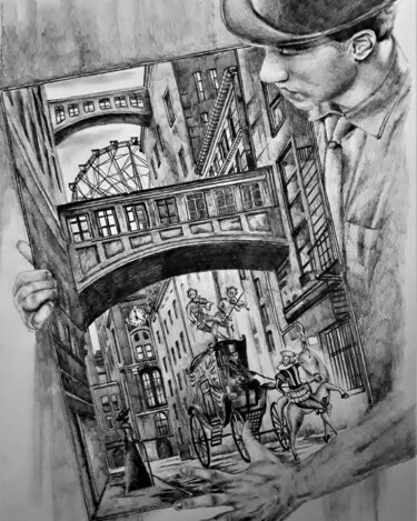 Drawing titled "Это мой маленький ф…" by Evgenii Zibert, Original Artwork, Pencil Mounted on Cardboard