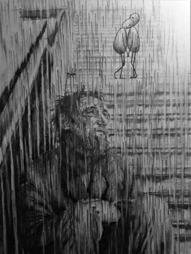 Malerei mit dem Titel "Боль в одном сердце…" von Evgenii Zibert, Original-Kunstwerk, Bleistift Auf Karton montiert
