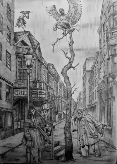Dibujo titulada "Вечные страдания Пь…" por Evgenii Zibert, Obra de arte original, Lápiz Montado en Cartulina
