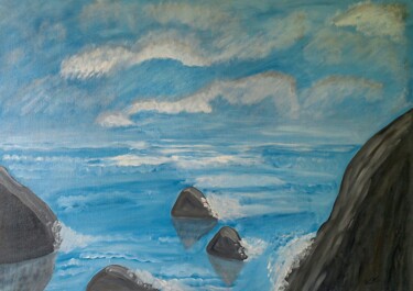 Peinture intitulée "Ondas do mar" par Zico Batista, Œuvre d'art originale, Huile Monté sur Châssis en bois