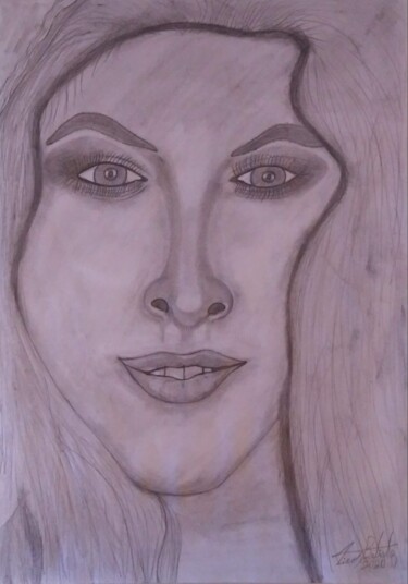 Drawing titled "Rosto feminino" by Zico Batista, Original Artwork, Pencil