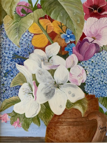 Malerei mit dem Titel "Mein Garten" von Mara Cikulin, Original-Kunstwerk, Öl