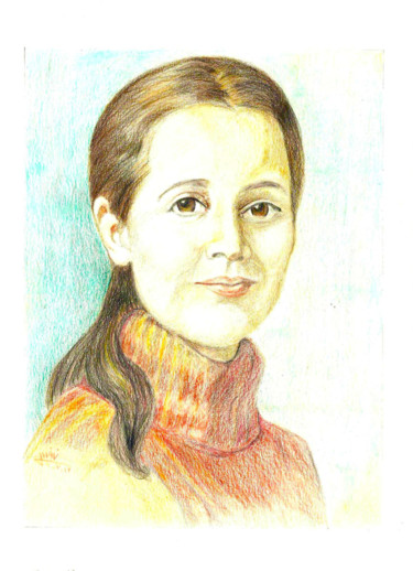 Painting titled "Middle-aged lady" by Zieh Mazinani, Original Artwork, Pencil