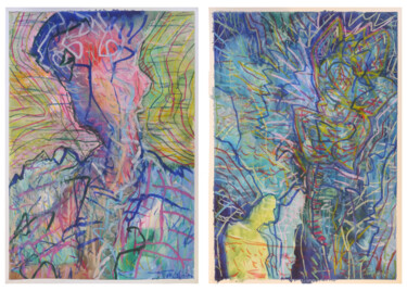 Schilderij getiteld "Diptych - HEOL11947…" door Ziemowit Fincek, Origineel Kunstwerk, Pastel