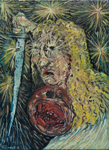 Pittura intitolato "Amazon." da Ziemowit Fincek, Opera d'arte originale, Olio