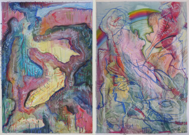 Schilderij getiteld "Diptych - HEOL11950…" door Ziemowit Fincek, Origineel Kunstwerk, Aquarel