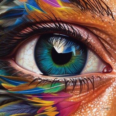 Digital Arts με τίτλο "The Eye  -Unikat-" από Ziggy M. Brooks, Αυθεντικά έργα τέχνης, Ψηφιακή εκτύπωση Τοποθετήθηκε στο Ξύλι…