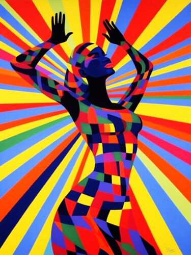 Arte digital titulada "Pop Dancing  -Unika…" por Ziggy M. Brooks, Obra de arte original, Impresión digital Montado en Bastid…