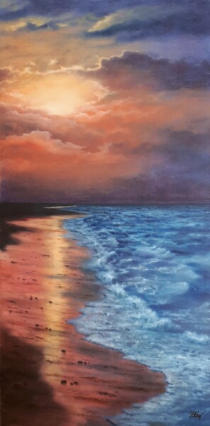 Schilderij getiteld "''Sunset colors''." door Zigmars ''Sigmar'' Grundmanis, Origineel Kunstwerk, Olie
