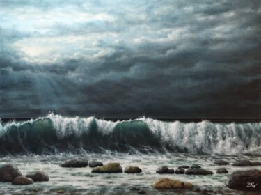 Peinture intitulée "''Stormy romance''" par Zigmars ''Sigmar'' Grundmanis, Œuvre d'art originale, Huile