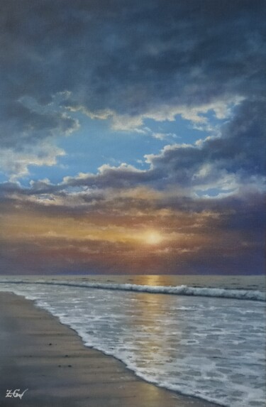 Malerei mit dem Titel "''Sunset mood''." von Zigmars ''Sigmar'' Grundmanis, Original-Kunstwerk, Öl
