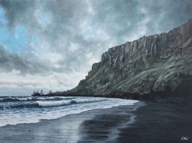 Картина под названием "Cliffs near Vík í M…" - Zigmars ''Sigmar'' Grundmanis, Подлинное произведение искусства, Масло