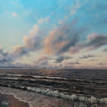 Painting titled "''Sunset playful cl…" by Zigmars ''Sigmar'' Grundmanis, Original Artwork, Oil