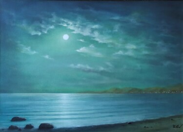 Картина под названием "Moonlight romance" - Zigmars ''Sigmar'' Grundmanis, Подлинное произведение искусства, Масло