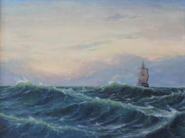Pintura titulada "Through the waves" por Zigmars ''Sigmar'' Grundmanis, Obra de arte original, Oleo