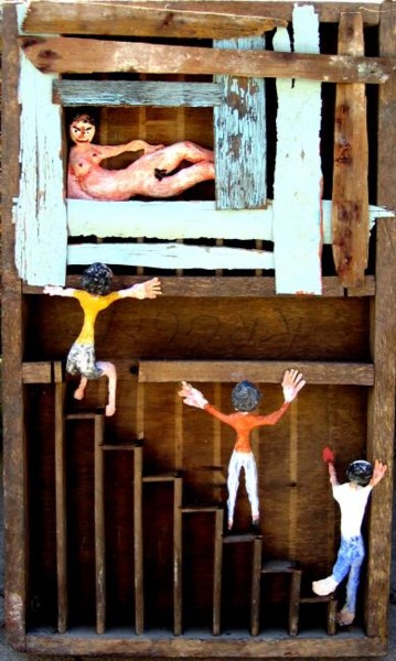 Peinture intitulée "les voyeurs" par Dominique Gratini, Œuvre d'art originale