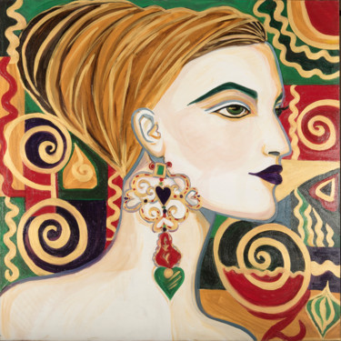 Peinture intitulée "femme au bandeau" par Zigou, Œuvre d'art originale