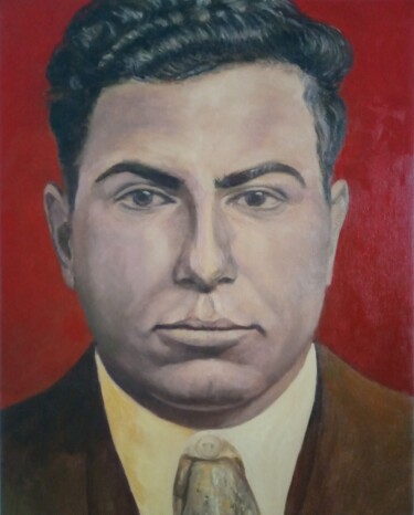 Painting titled "Mugshot, Carmine Ga…" by Zikel, Original Artwork, Oil