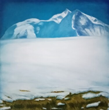 Painting titled "Le Mont Blanc" by Zikel, Original Artwork, Oil