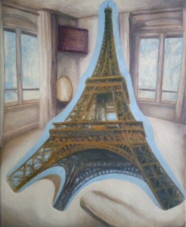 Peinture intitulée "Souvenir de Paris" par Zikel, Œuvre d'art originale, Huile