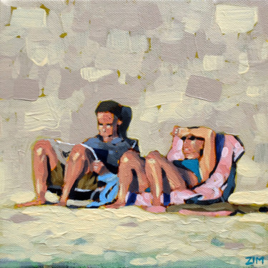 Peinture intitulée "Détente à la plage" par Zim, Œuvre d'art originale, Acrylique