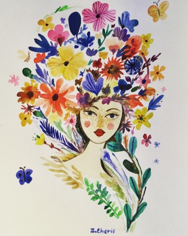 Peinture intitulée "Весна" par Zénaïde Cherif, Œuvre d'art originale, Aquarelle