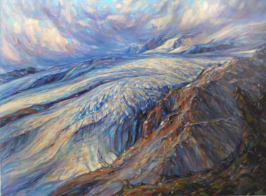 Malarstwo zatytułowany „Ices of Elbrus.” autorstwa Zinaida Chernyshova, Oryginalna praca, Olej