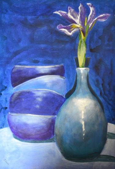 Painting titled "orquideas" by Zinih, Original Artwork, Acrylic