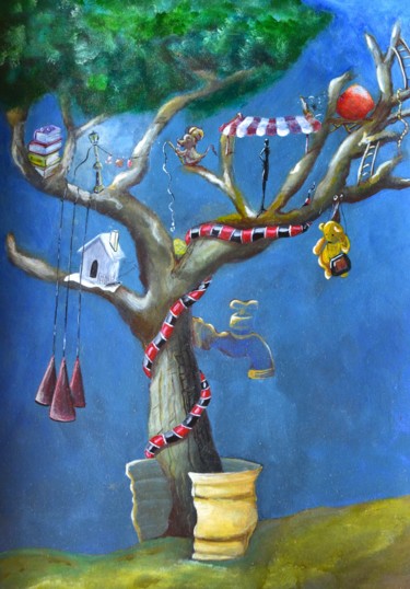 Painting titled "Árvore da vida" by Zinih, Original Artwork, Acrylic