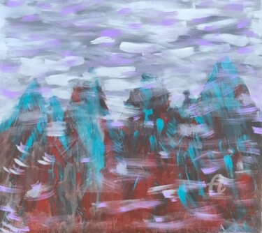 Painting titled "Mountain Mist" by Zip Studio, Original Artwork, Acrylic