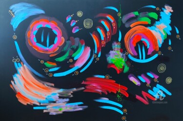 Painting titled "Money energy circles" by Zip Studio, Original Artwork, Acrylic