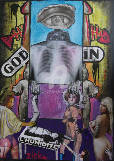 Collages intitulée "God in" par Ziska, Œuvre d'art originale