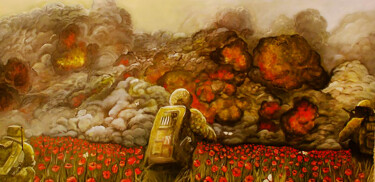 Peinture intitulée "Soldiers in a Poppy…" par Zita Barbara Sanders, Œuvre d'art originale, Huile