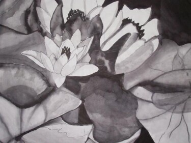 Drawing titled "Water Lilies" by Zita Barbara Sanders, Original Artwork